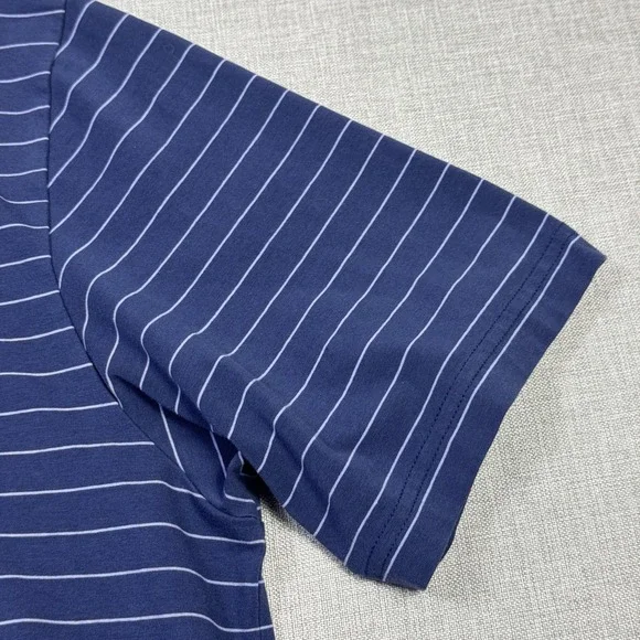 Peter Millar Polo Shirt Mens XL Blue Striped Mountainside Collection Pocket - Picture 6 of 10